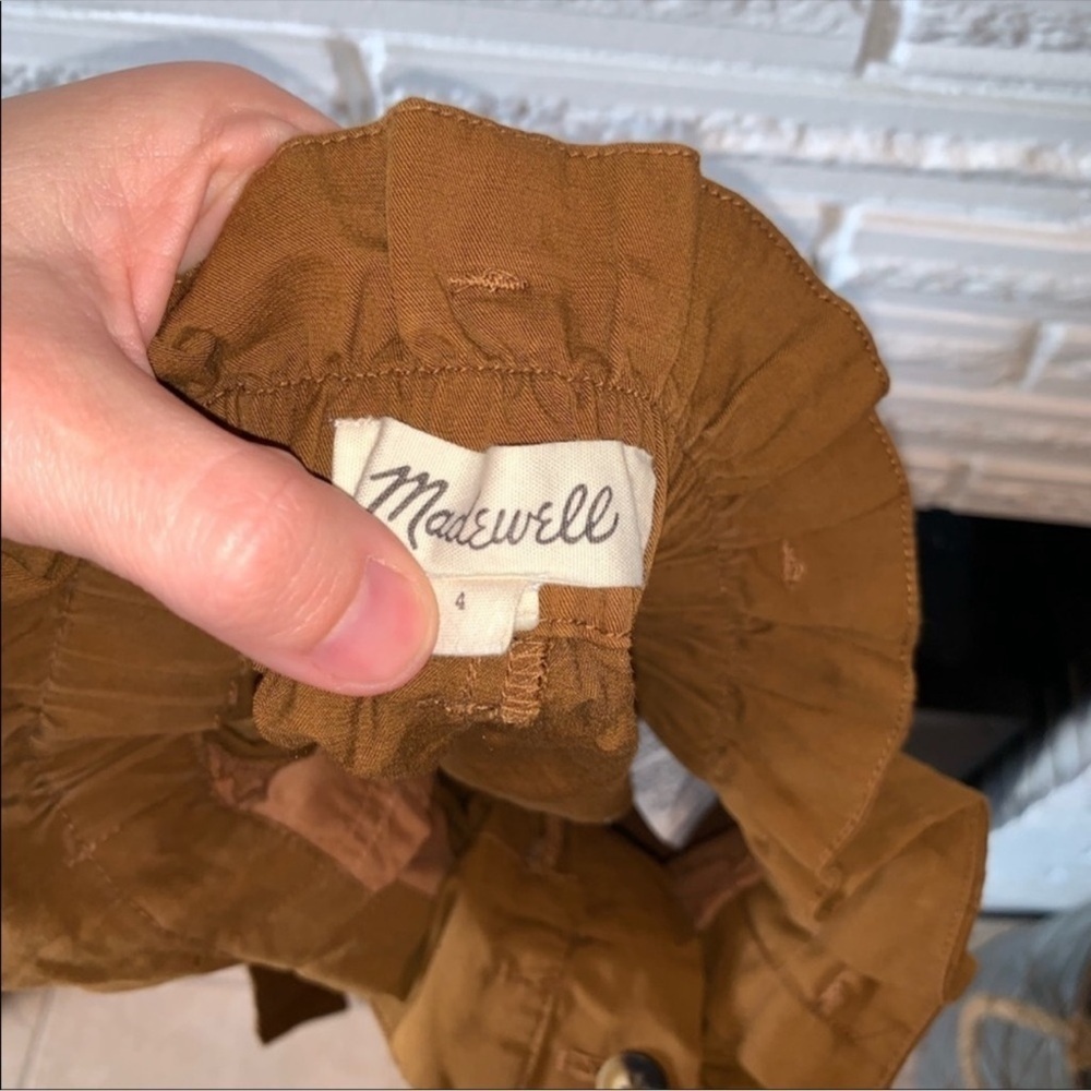 Madewell Brown Paperbag High Waist Shorts Tie Waist Linen Blend Size 4 - Picture 4 of 7